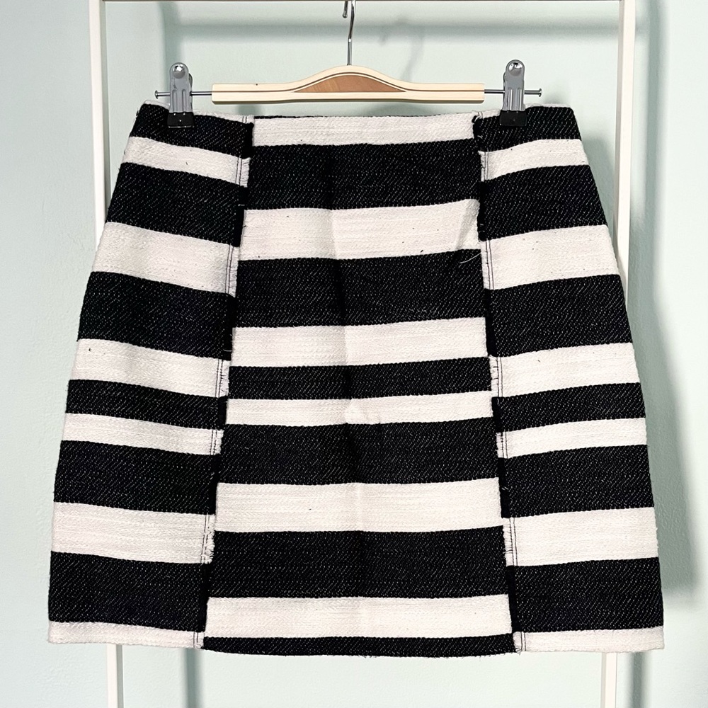 Loft Navy Striped A-line Mini Skirt
